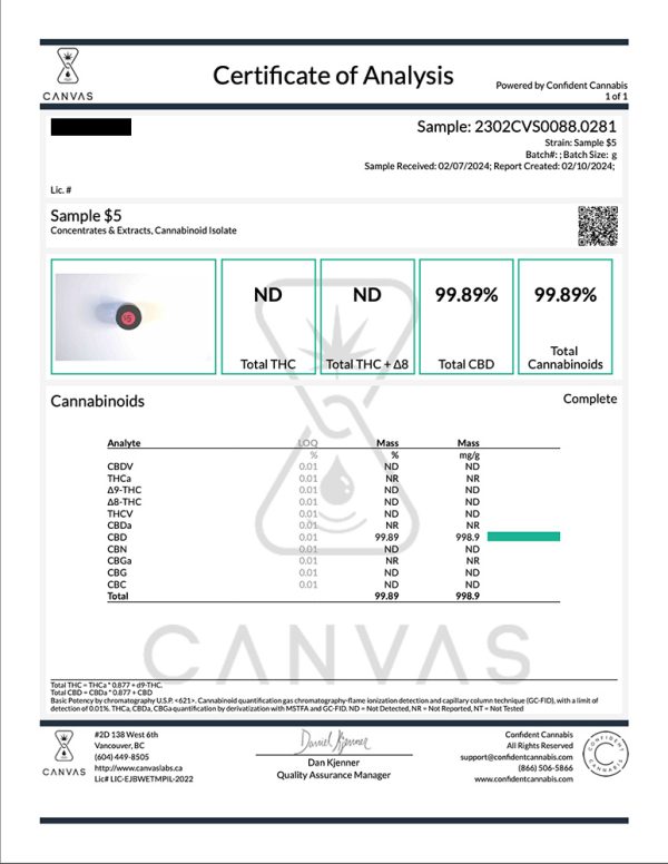 CBD Feb Certificate of Analysis