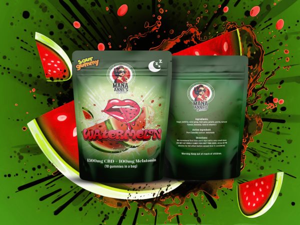 Mana Anne’s Edibles – Watermelon Gummy – mg CBD : mg Melatonin